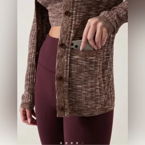 NWT Athleta Revolve Seamless Cardigan Brown - Picture 3 of 5